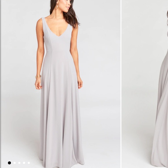 Show Me Your Mumu Jenn Maxi Dress Dove Grey Chiffon - NEW WITH TAGS - NEVER WORN - Picture 1 of 3